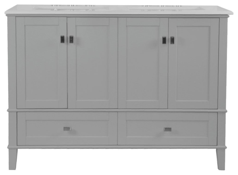 49" Double Vanity, Light Gray With Engineered Stone Top