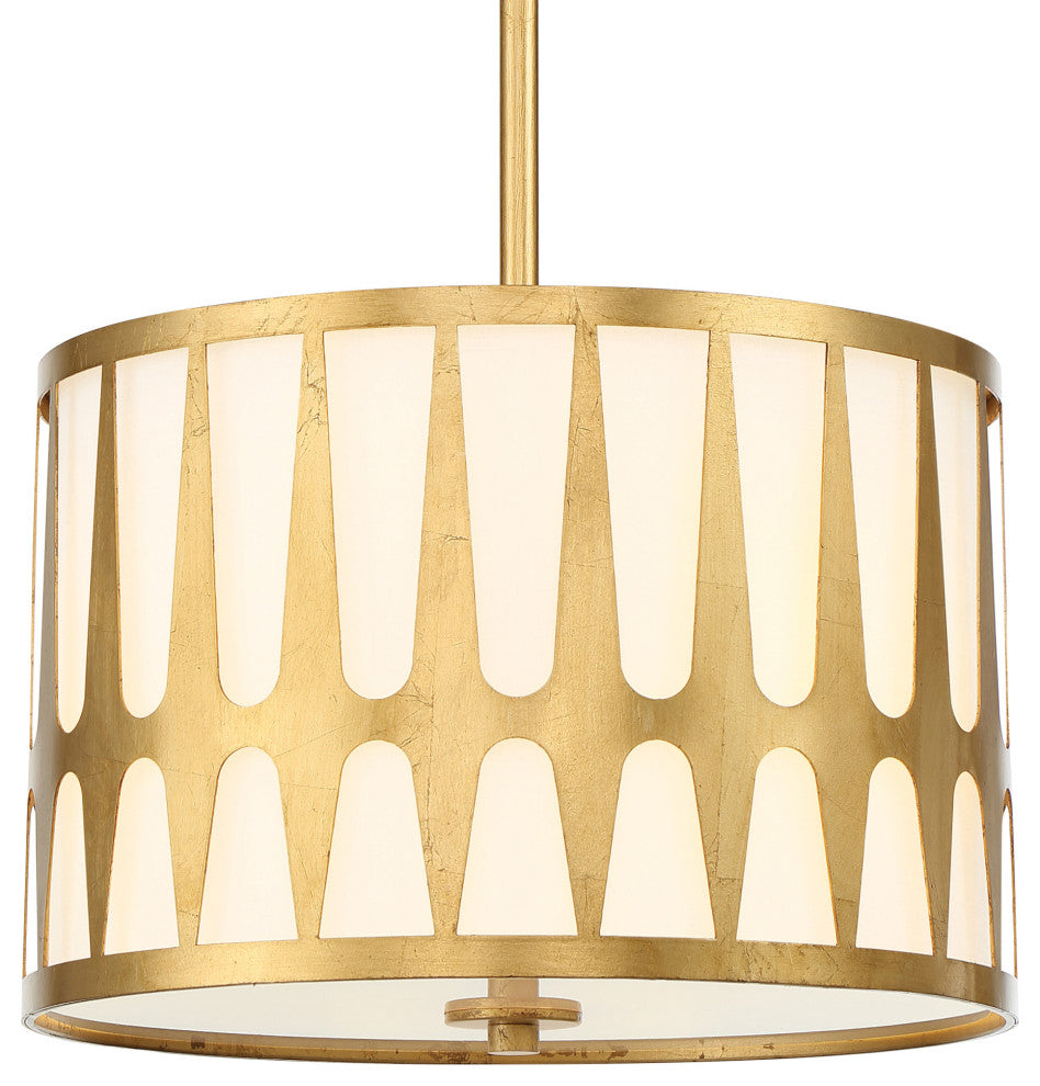 Crystorama Lighting Group ROY-803 Royston 3 Light 15"W Pendant - Antique Gold
