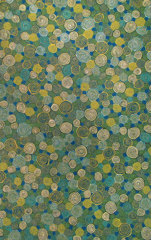 Visions III Giant Swirls Indoor/Outdoor Rug, Marina, 8'x10'