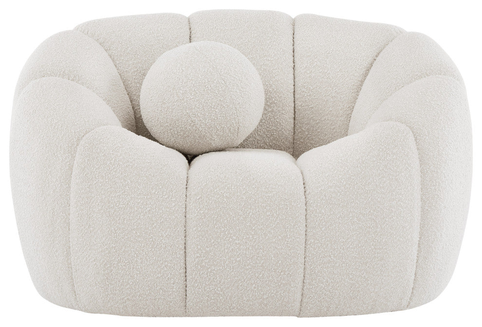Elijah Boucle Fabric Upholstered Chair, Cream