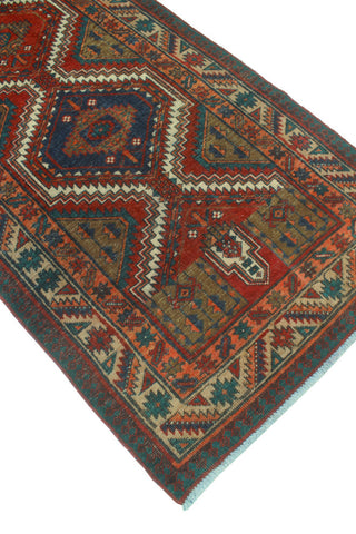 Fine Vintage Distressed Lanny Red/Ivory Runner, 3'5 x 10'0