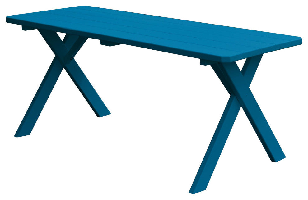 Pine 5' Cross-Leg Table, Caribbean Blue