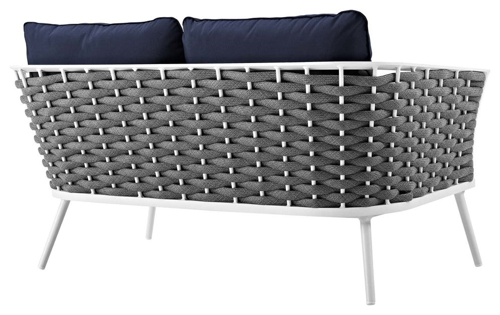 Stance Outdoor Patio Aluminum Loveseat White Navy