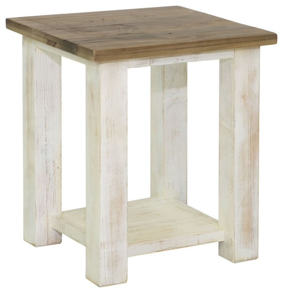 Provence Side Table, White/Brown