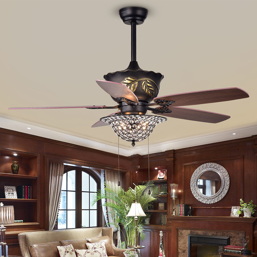 Collins 52" 5-Blade Ceiling Fan Crystal Bowl