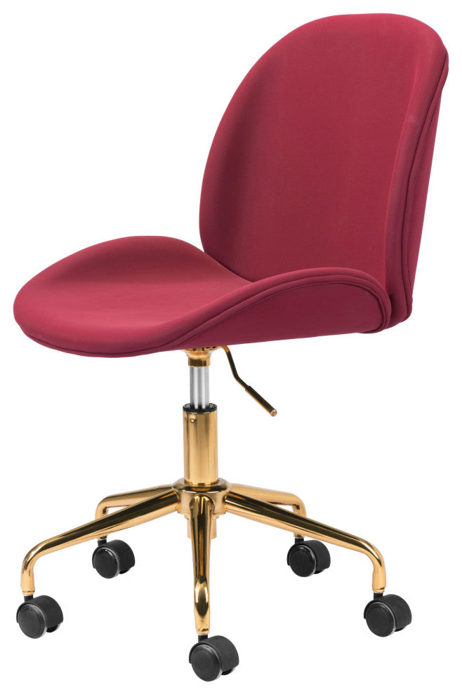 Computer Work Desk Chair, Steel Metal, Fabric, Red, Gold, Home Business Office