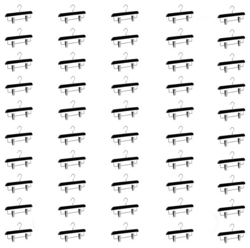 Abs Plastic Trouser Skirt Hangers, Perfect for Skirts, Pants, Slacks, Jeans, Black, 50-Pack