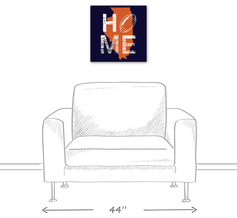 Illinois Football State Pride 16x16 Canvas Wall Art