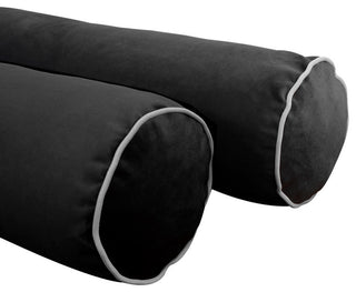 STYLE V1 Full Velvet ContrastPipe Indoor Daybed Bolster Pillow |COVER ONLY|AD350