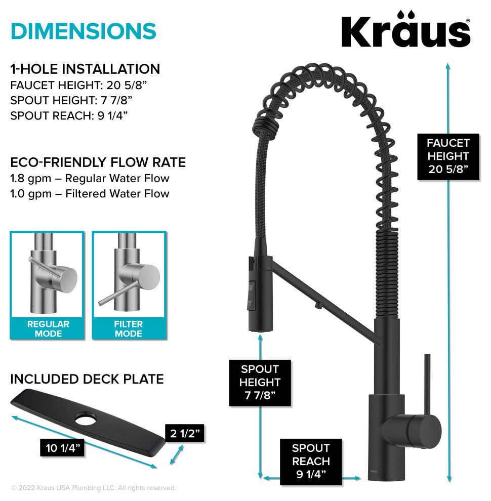 Oletto Commercial Pull-Down Filter Kitchen Faucet, MB