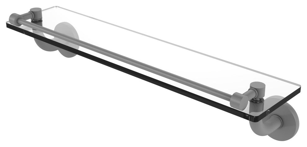 Remi 22" Glass Vanity Shelf with Gallery Rail, Matte Gray