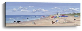 Small Dogs Playing at the Beach Canvas Wall Art