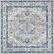 Modern Persian Vintage Medallion Area Rug, Slate, 9' Square