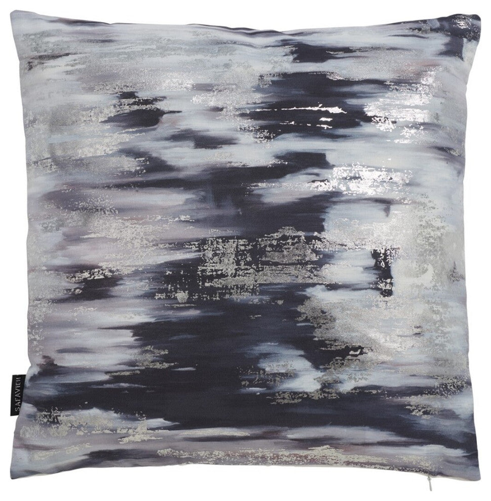 Safavieh Andrine Pillow Silver/Navy 18" X 18"