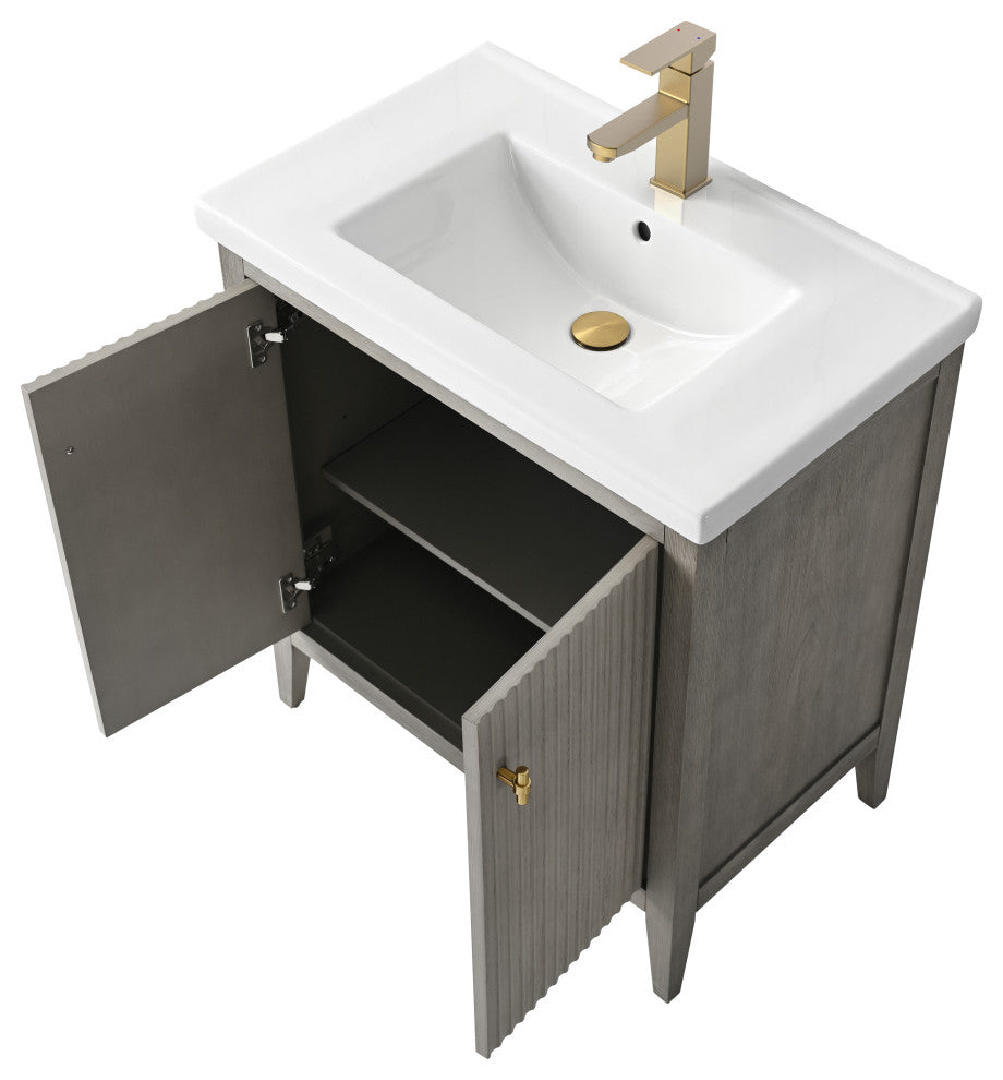 Vanity Art Freestanding Vanity, Driftwood Gray, 30", Single Sink, Golden Brushed