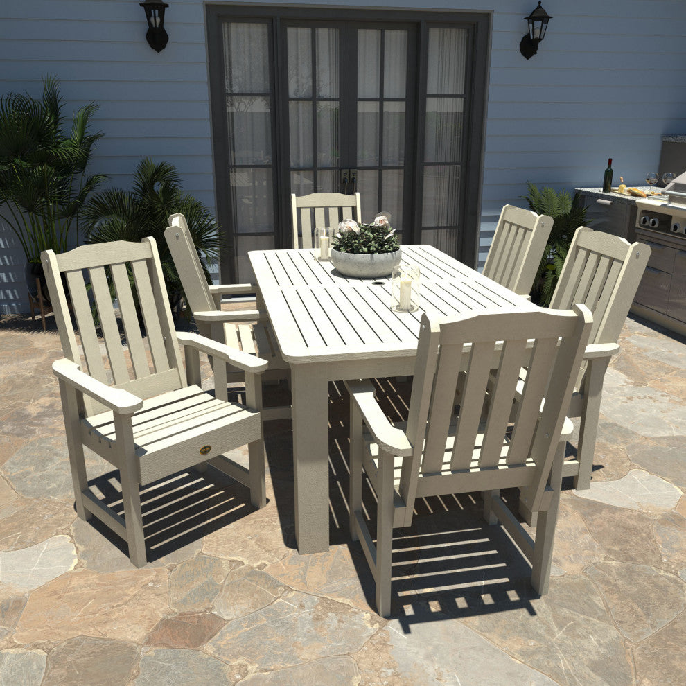 Springville 7-Piece 42x72 Dining Set, Weathered Acorn, Whitewash