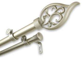 Clair 1" Double Curtain Rod, Light Gold, 120-170"