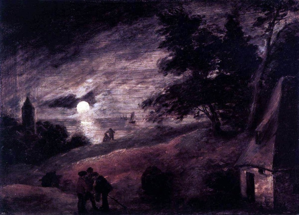 Adriaen Brouwer Dune Landscape by Moonlight, 18"x27" Wall Decal