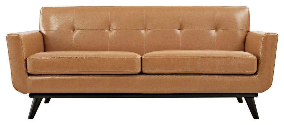 Modern Urban Contemporary 3-Piece Set Leather Living Room Set, Tan Leather
