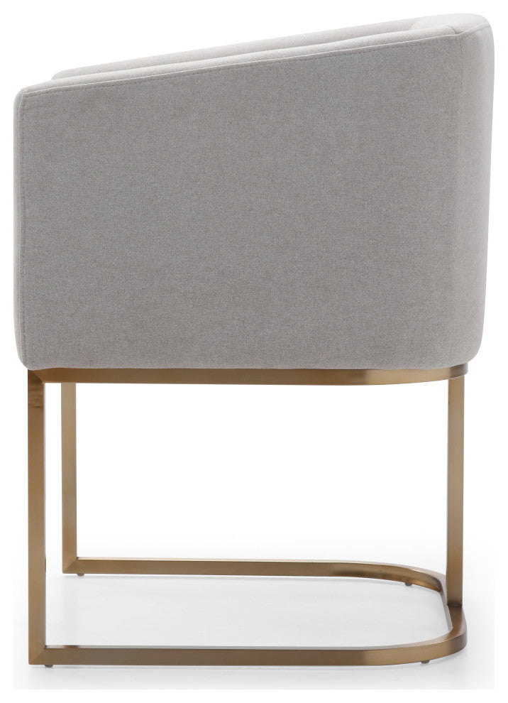 Modrest Yukon Modern Light Grey Fabric + Antique Brass Dining Chair