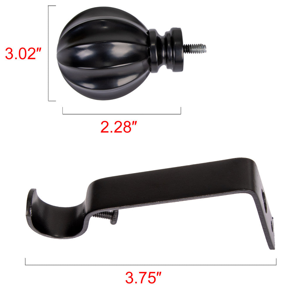 UTOPIA ALLEY 3/4 Inch Curtain Rod - Curtain Rods For Windows 48 to 86 Inch, Black