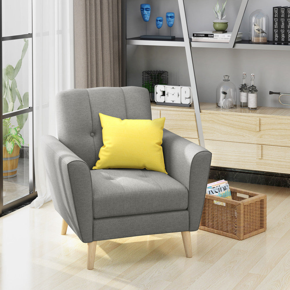 GDF Studio Angelina Mid-Century Fabric Club Chair, Gray