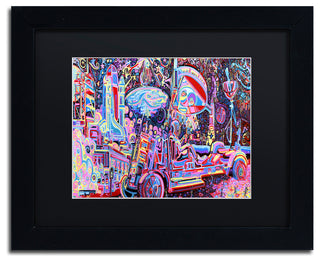 Josh Byer 'Moon Buggy' Art, Black Frame, Black Mat, 14x11