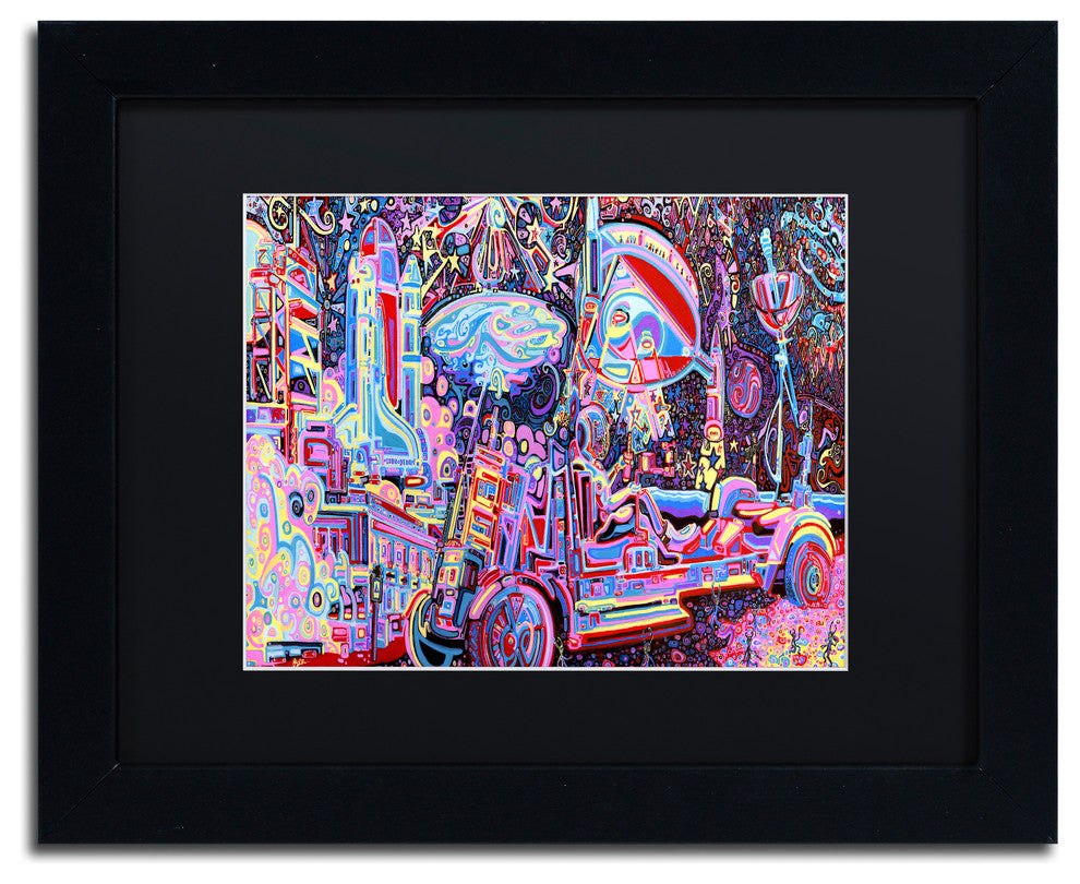 Josh Byer 'Moon Buggy' Art, Black Frame, Black Mat, 14x11