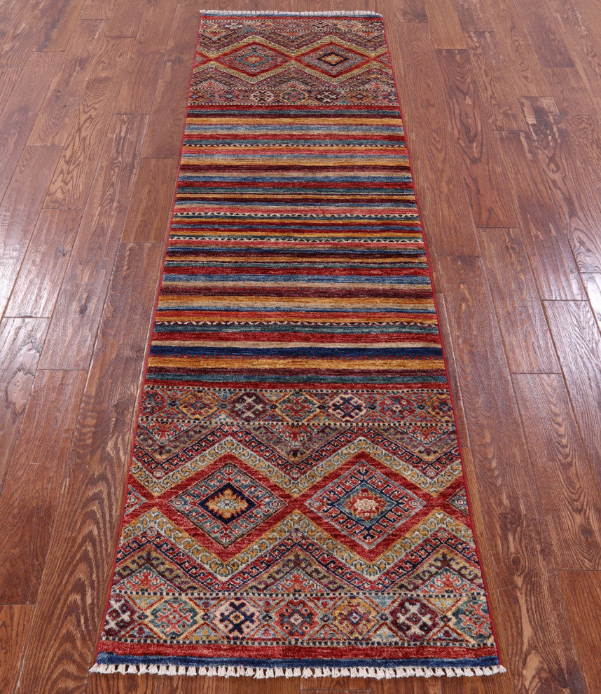 Khorjin Super Kazak Hand-Knotted Runner Rug 2' 4" X 8' 2" Q10855