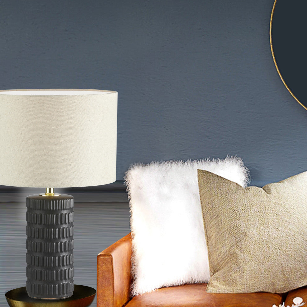 Felicity Contemporary 1 Light Beige Matte Black Fabric Table Lamp