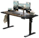 Modern Electric Desk, Metal Frame With Hanging Hooks & Adjustable Shelf, Brown