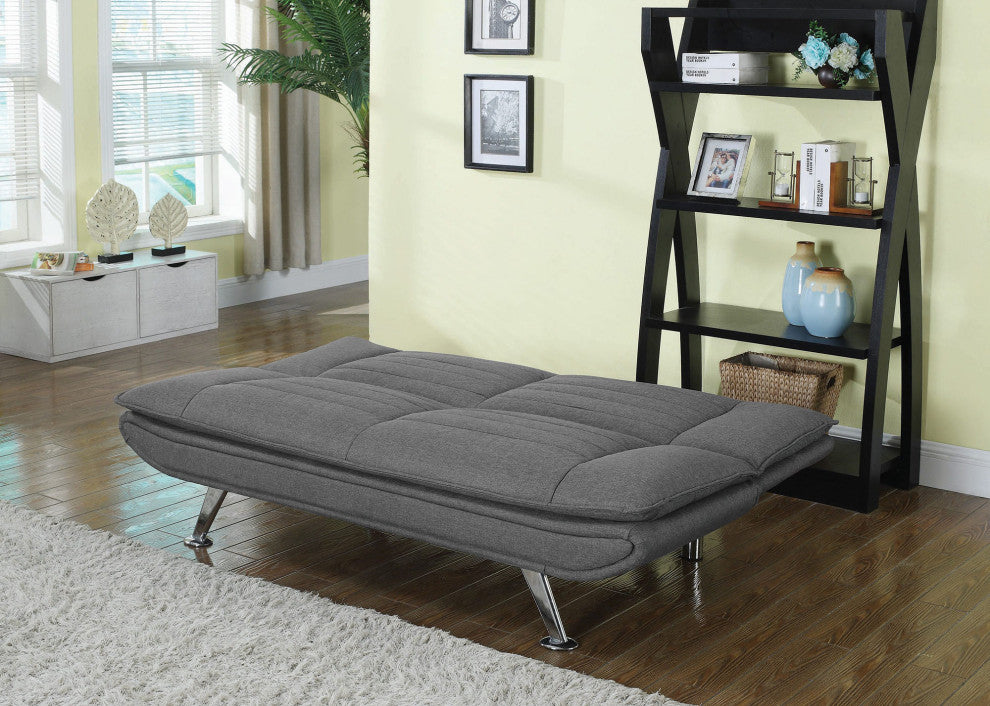 Sofa Bed with Chrome Metal Legs, Gray
