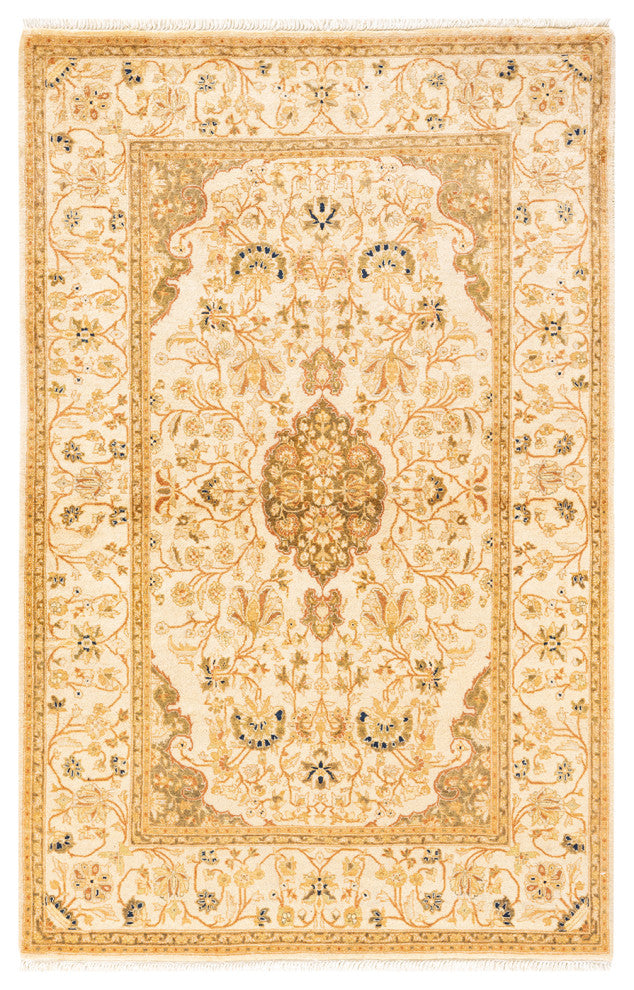 Salin One-of-a-Kind Hand-Knotted Area Rug Ivory, 4'1"x6'4"