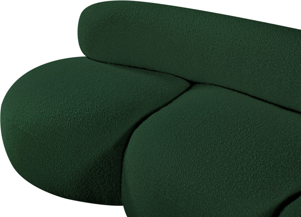 Venti Black Boucle Fabric Upholstered Set, Green, Sofa