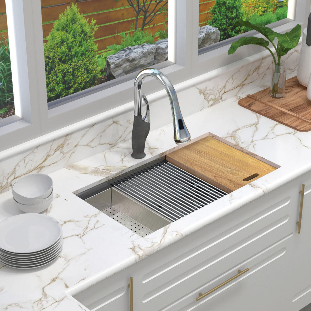Transolid 33x19x10" Undermount Stainless Steel Workstation Sink