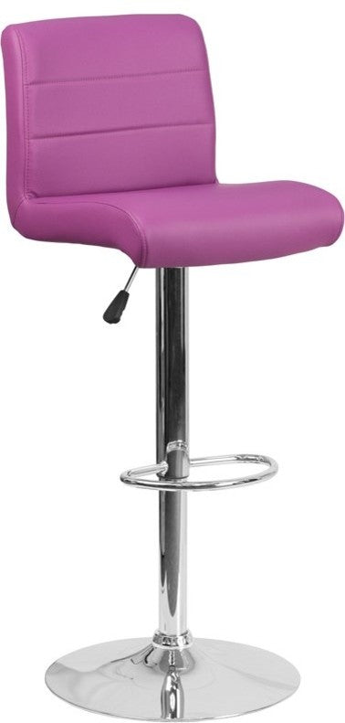 Estella Aria Mid-Back Purple Vinyl Swivel Adjustable Barstool