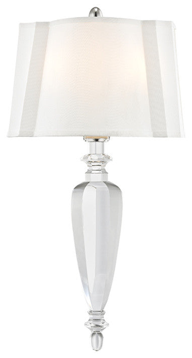 Tipton 2-Light Wall Sconce, Polished Nickel Finish, Off White Linen Shade