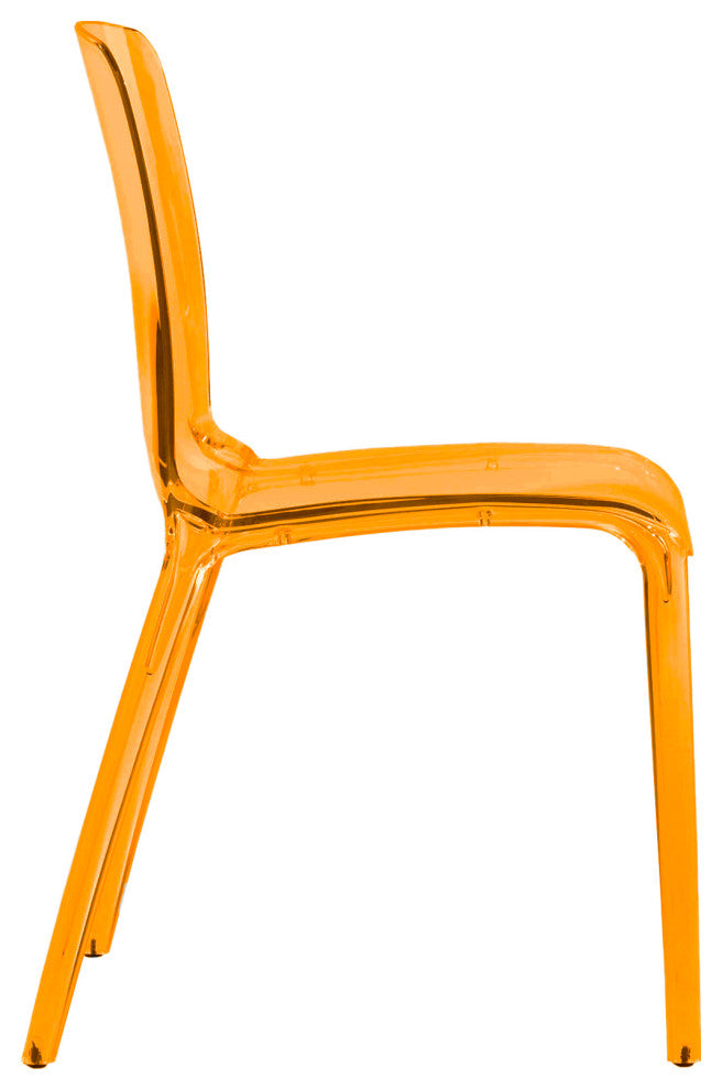 LeisureMod Murray Lucite Stackable Molded Dining Side Chair, Transparent Orange