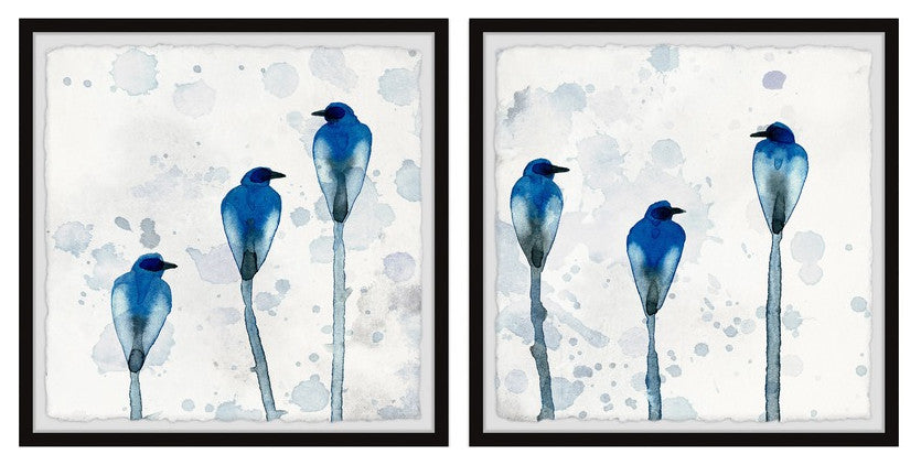 Standing Blue Birds Diptych, 36"x18"