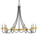 Hanlon 8 Light Chandelier, Washed Black and Contemporary Gold Leaf