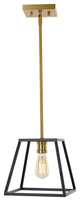 Girard 9.25" 1-Light Farmhouse Industrial Iron LED Pendant, Black/Brass Gold