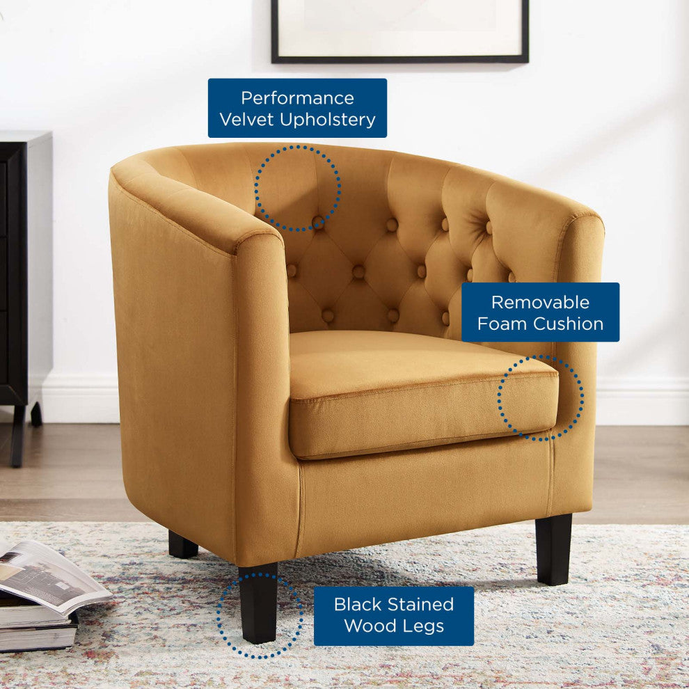 Armchair Accent Chair, Velvet, Brown, Modern, Living Lounge Hotel Hospitality
