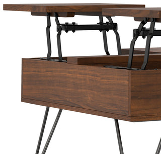 Hunter Solid Mango Wood Lift Top Square Coffee Table, Walnut