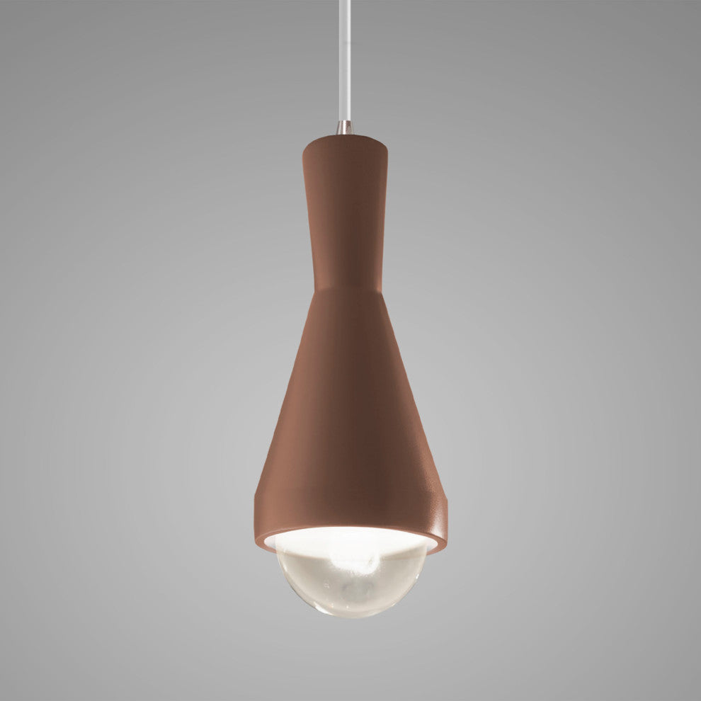 Erlen Pendant, Canyon Clay, Brushed Nickel, White Cord, Incandescent