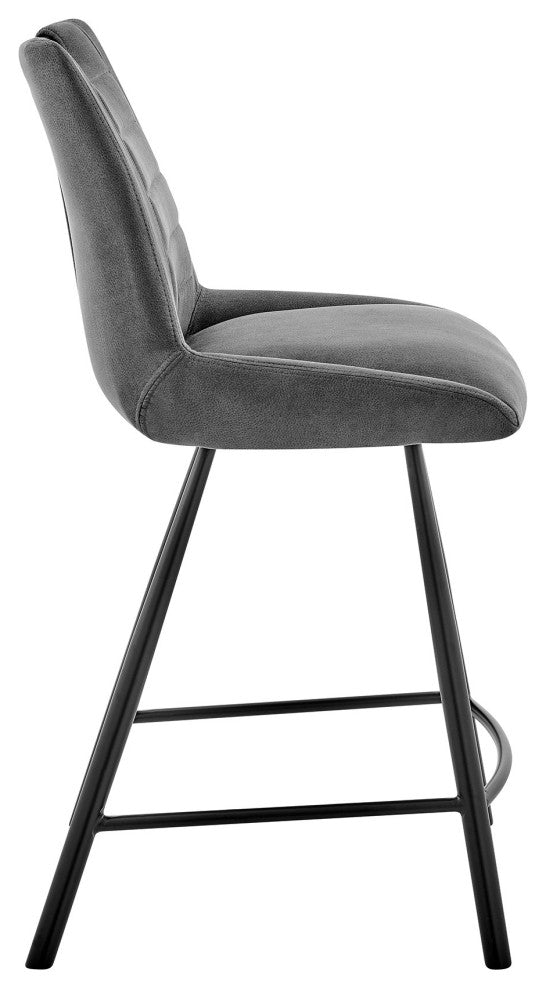 30" Black Fabric and Black Metal Bar Stool