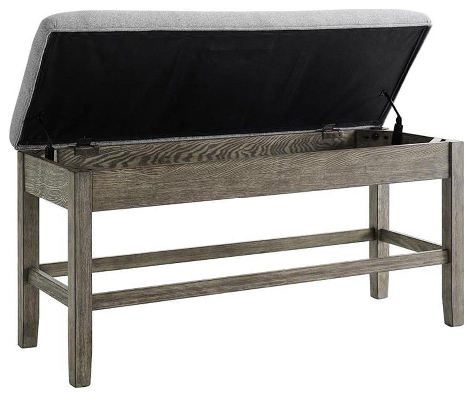 Steve Silver Grayson Gray Driftwood Storage Counter Bench