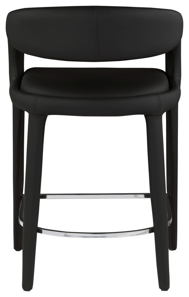 Sylvester Faux Leather Stool, Black