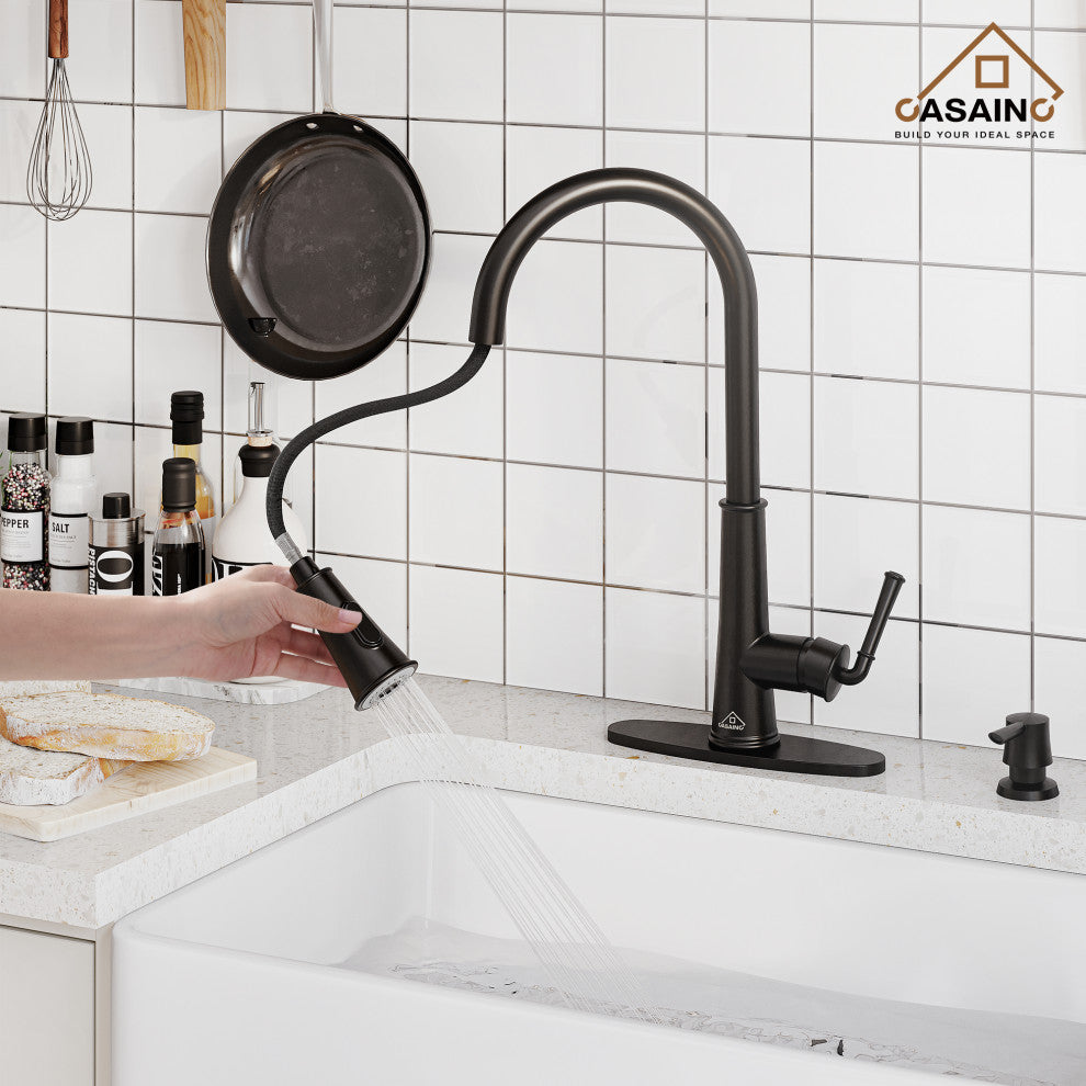 Single-Handle Pull Down Sprayer Kitchen Faucet with Touchless Sensor, Matte Black