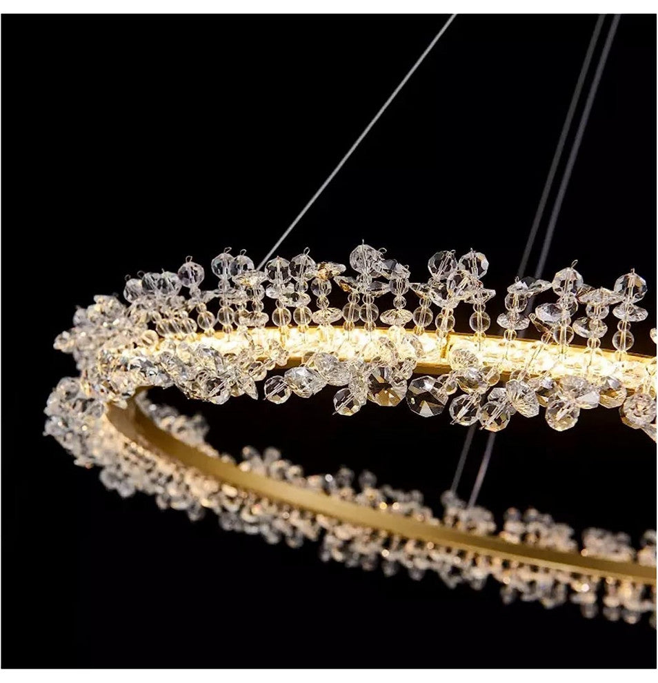 Versoix | Creative Crystal LED Pendant Light in the Shape of Rings, Dia15.7+23.6+31.5", Cool Light