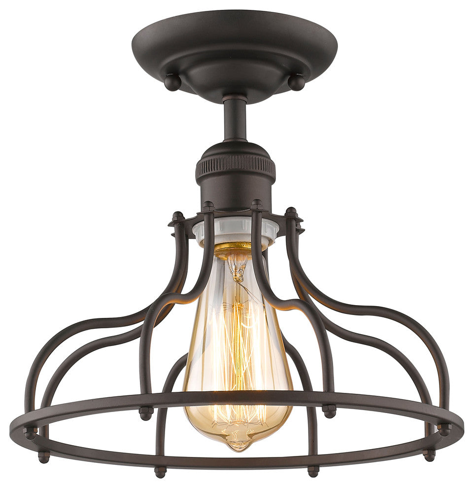 Jaxon 1-Light Rubbed Bronze Semi-Flush Ceiling Fixture 10"